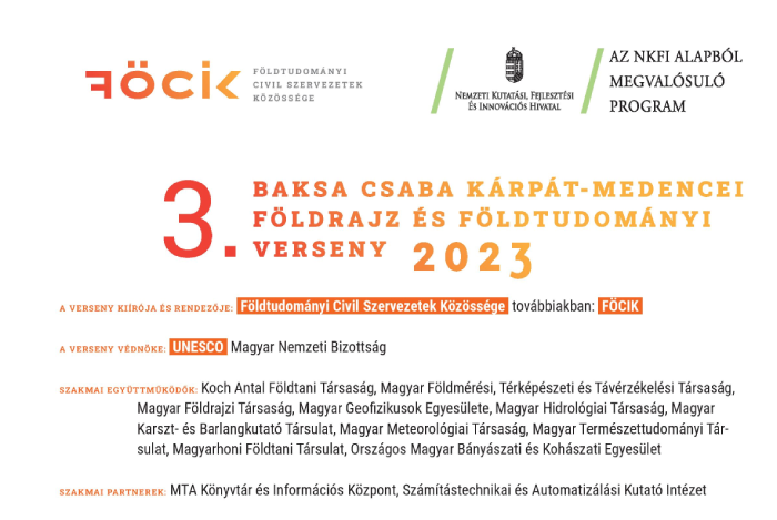 III. Baksa Csaba Kárpát-medencei Földrajz és Földtudományi verseny – 2023